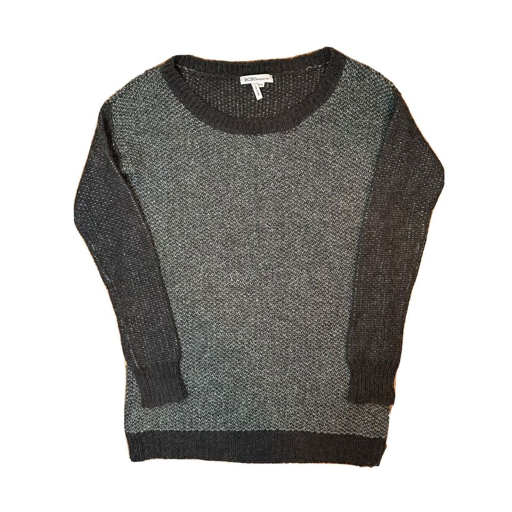 BCBG Sweater XS/S Gray Mohair Wool Blend Tunic Boatneck BCBGeneration Knit Women